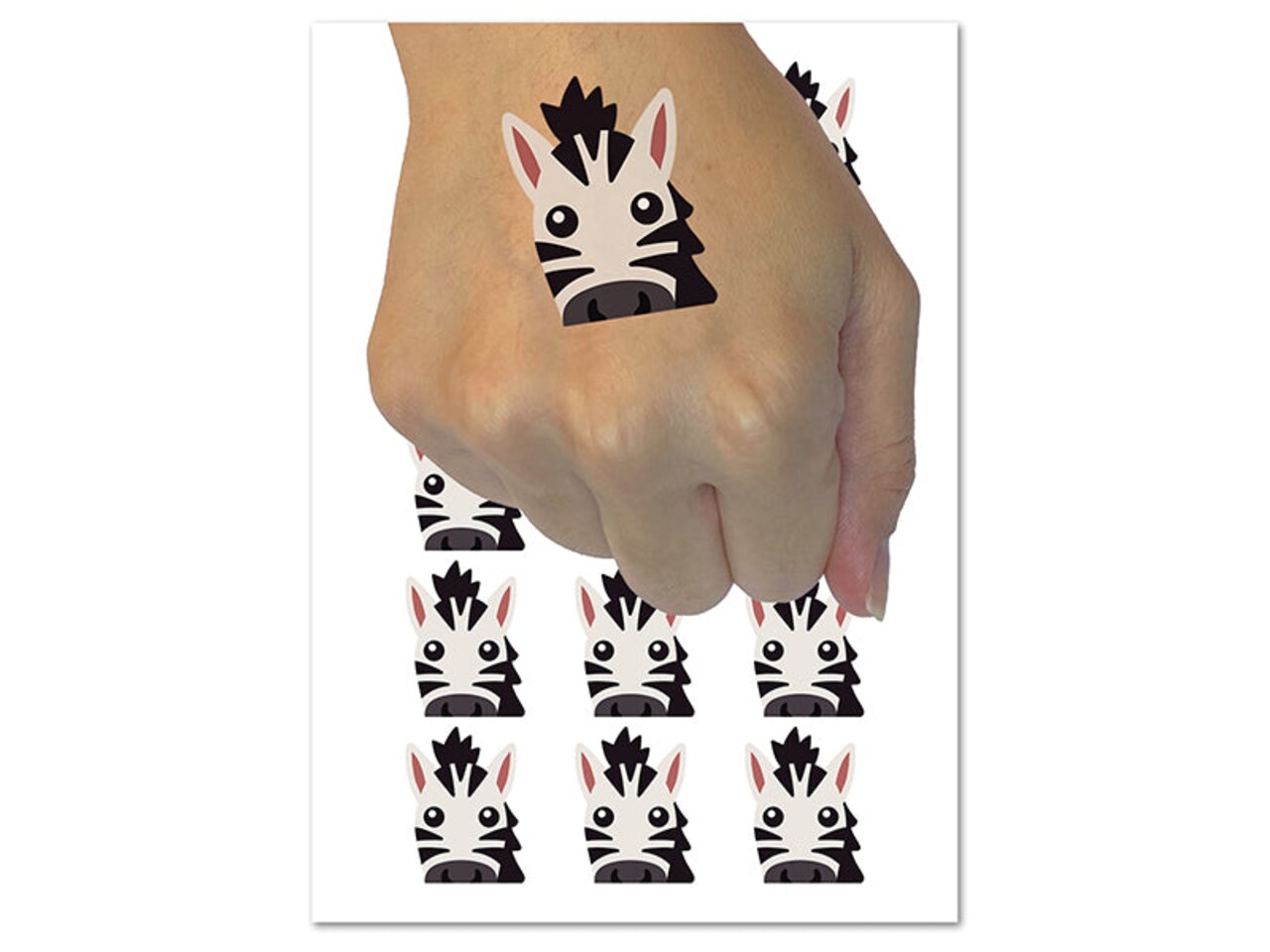 Peeking Zebra Temporary Tattoo Water Resistant Fake Body Art Set Collection (1 Sheet)